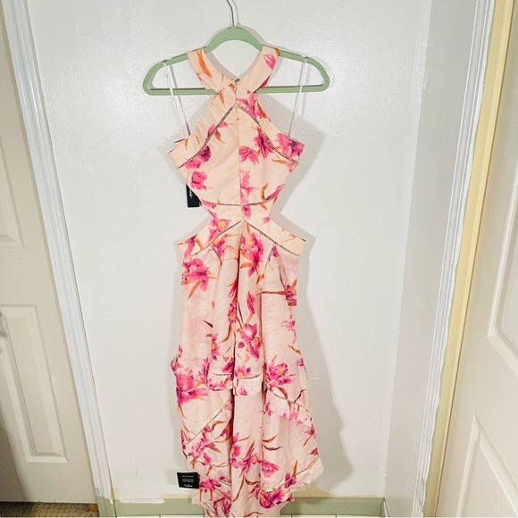 NEW Lulu's Only a Dream Peach Floral Print Cutout Handkerchief Maxi Dress - Picture 3 of 8